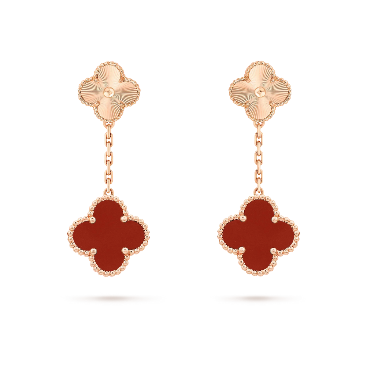[⭐Hinora Jewelry]CLOVER 2 MOTIF  LASER CARNELIAN EARRINGS