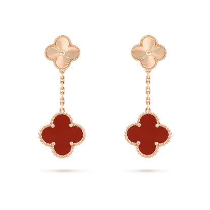 [⭐Hinora Jewelry]CLOVER 2 MOTIF  LASER CARNELIAN EARRINGS