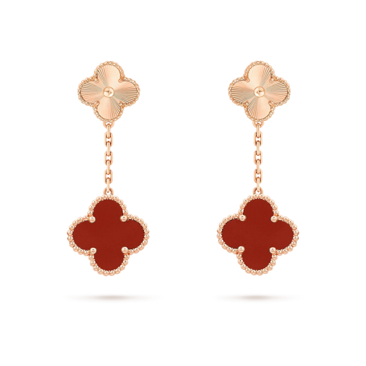 [⭐Hinora Jewelry]CLOVER 2 MOTIF  LASER CARNELIAN EARRINGS