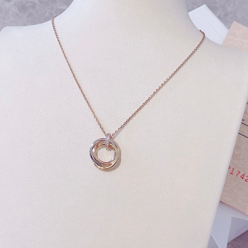 [⭐Hinora Jewelry]TRINITY NECKLACE GOLD  DIAMONDS