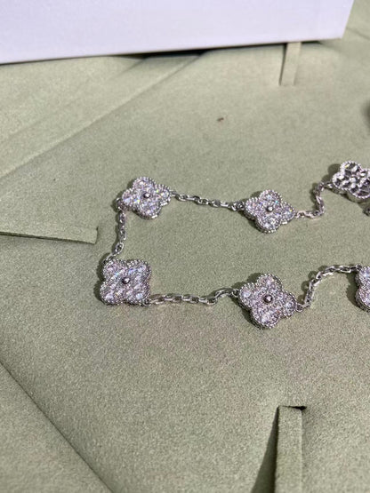 [⭐Hinora Jewelry]CLOVER 10 MOTIFS  FULL DIAMOND NECKLACE