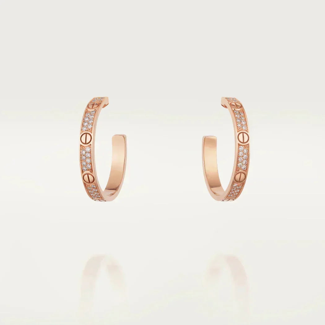 [⭐Hinora Jewelry]LOVE DIAMOND PINK GOLD HOOP EARRINGS