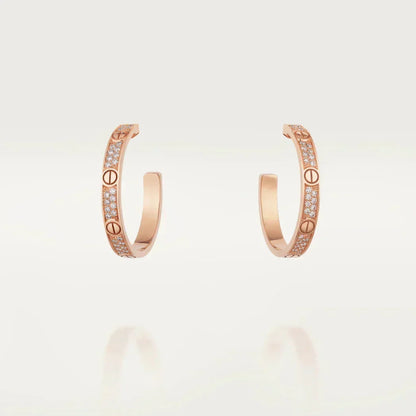 [⭐Hinora Jewelry]LOVE DIAMOND PINK GOLD HOOP EARRINGS