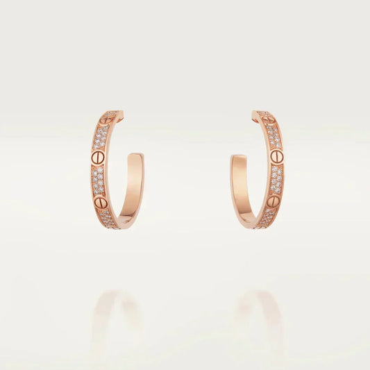 [⭐Hinora Jewelry]LOVE DIAMOND PINK GOLD HOOP EARRINGS