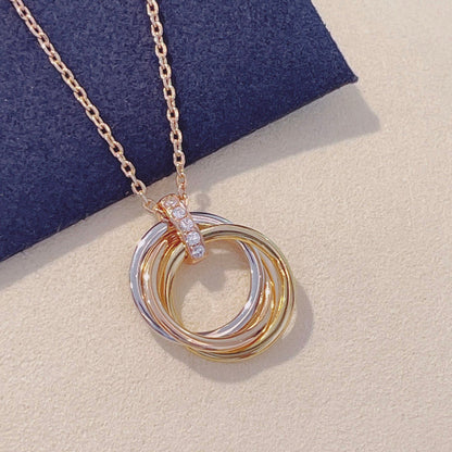 [⭐Hinora Jewelry]TRINITY NECKLACE GOLD  DIAMONDS