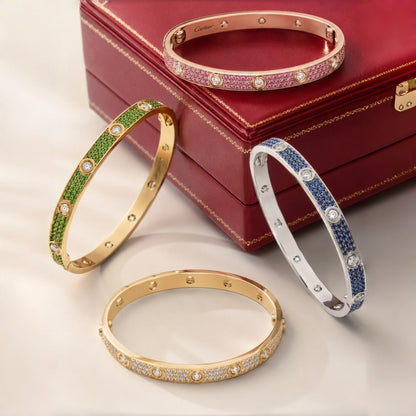 [⭐Hinora Jewelry]2026 PAVE GEMSTONE LOVE BRACELET 6.1MM 10 DIAMONDS
