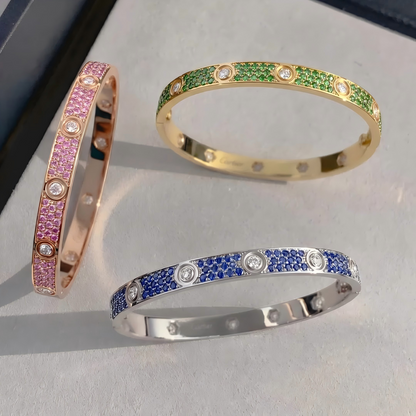 [⭐Hinora Jewelry]2026 PAVE GEMSTONE LOVE BRACELET 6.1MM 10 DIAMONDS