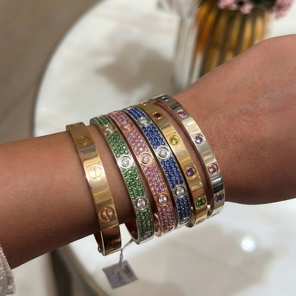 [⭐Hinora Jewelry]2026 PAVE GEMSTONE LOVE BRACELET 6.1MM 10 DIAMONDS