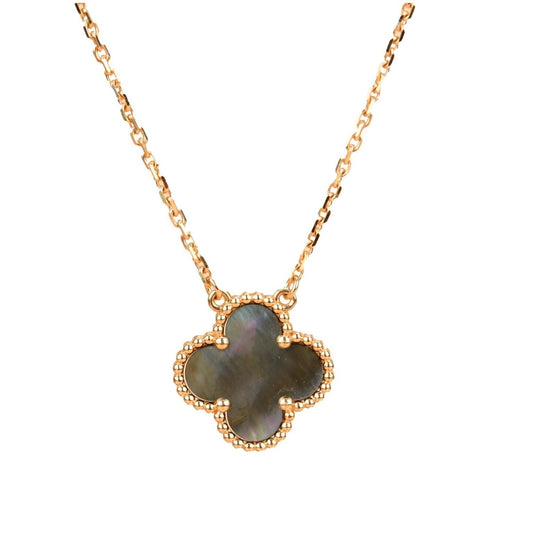 [⭐Hinora Jewelry]CLOVER 15MM  GRAY MOTHER OF PEARL NECKLACE