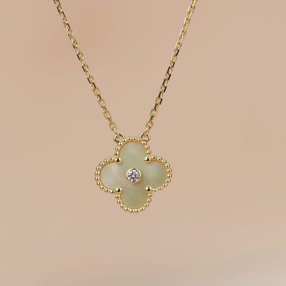 [⭐Hinora Jewelry]CLOVER 15MM DIAMOND GOLD MOTHER OF PEARL NECKLACE