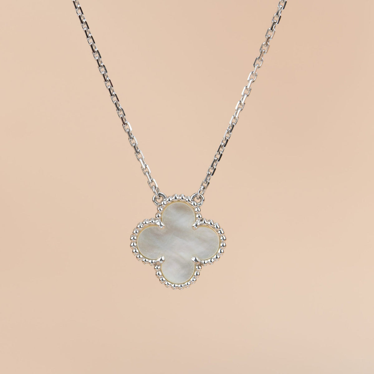 [⭐Hinora Jewelry]CLOVER  15MM WHITE MOTHER-OF-PEARL SILVER