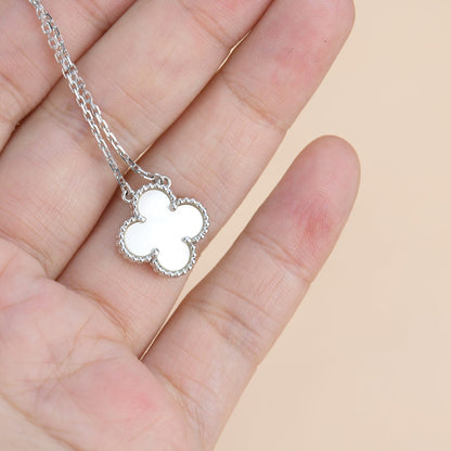 [⭐Hinora Jewelry]CLOVER  15MM WHITE MOTHER-OF-PEARL SILVER