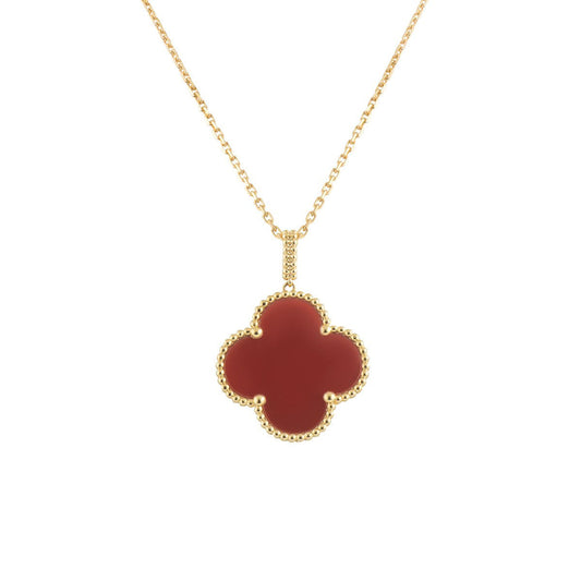 [⭐Hinora Jewelry]CLOVER 25MM NECKLACE GOLD CARNELIAN