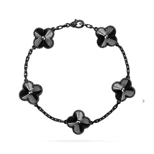 [⭐Hinora Jewelry]CLOVER 5 MOTIF BLACK BRACELET