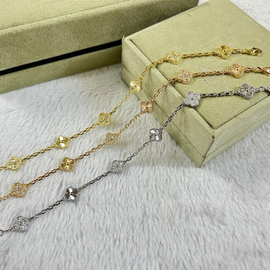 [⭐Hinora Jewelry]CLOVER 6 MOTIF DIAMOND LASER BRACELET