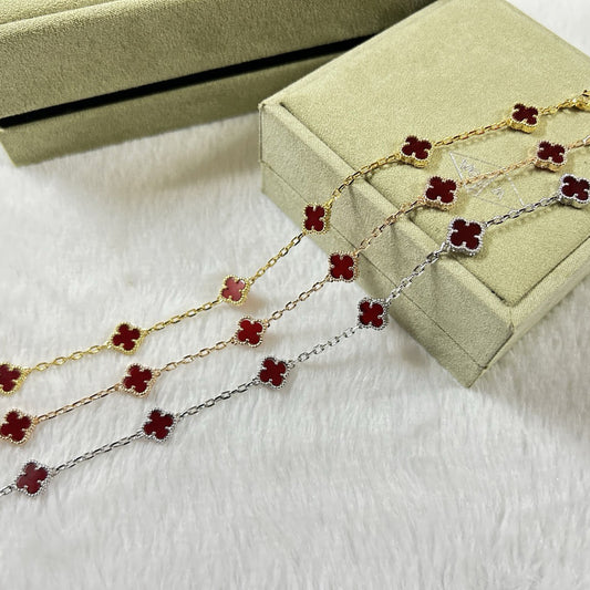 [⭐Hinora Jewelry]CLOVER 6 MOTIF RED AGATE BRACELET