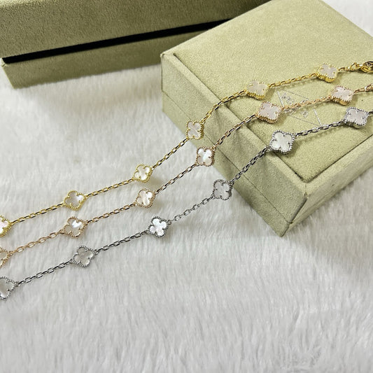 [⭐Hinora Jewelry]CLOVER 6 MOTIF WHITE MOP BRACELET