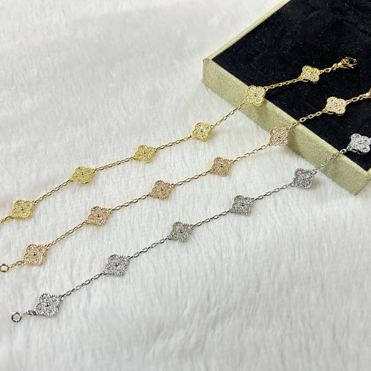 [⭐Hinora Jewelry]CLOVER 6 MOTIF DIAMOND BRACELET
