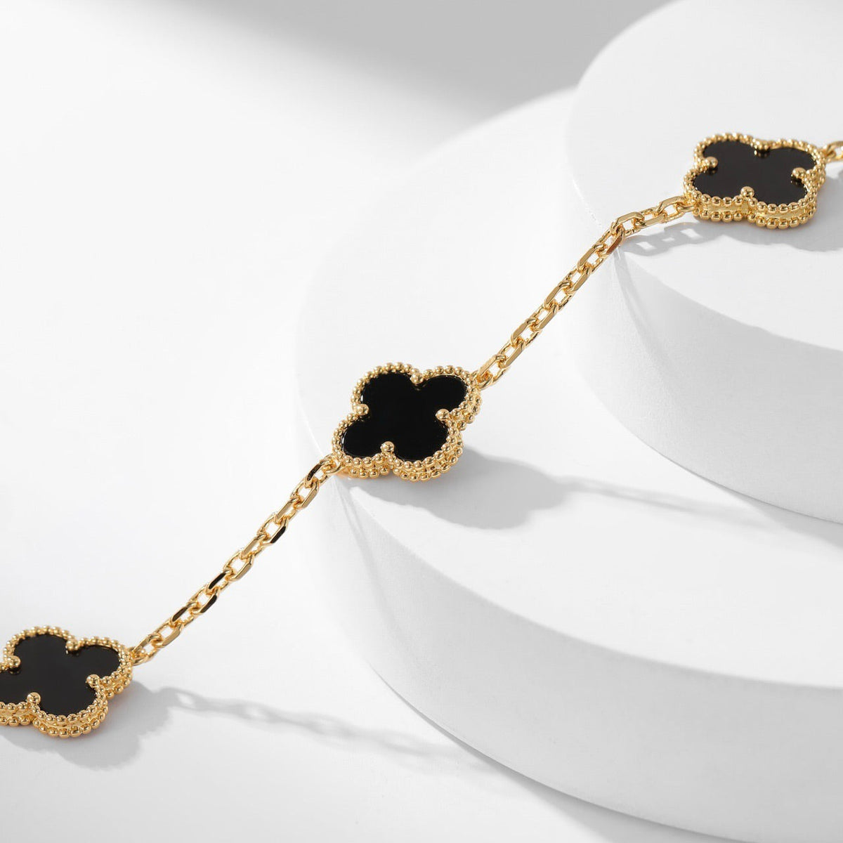 [⭐Hinora Jewelry]CLOVER 10 MOTIFS ONYX NECKLACE