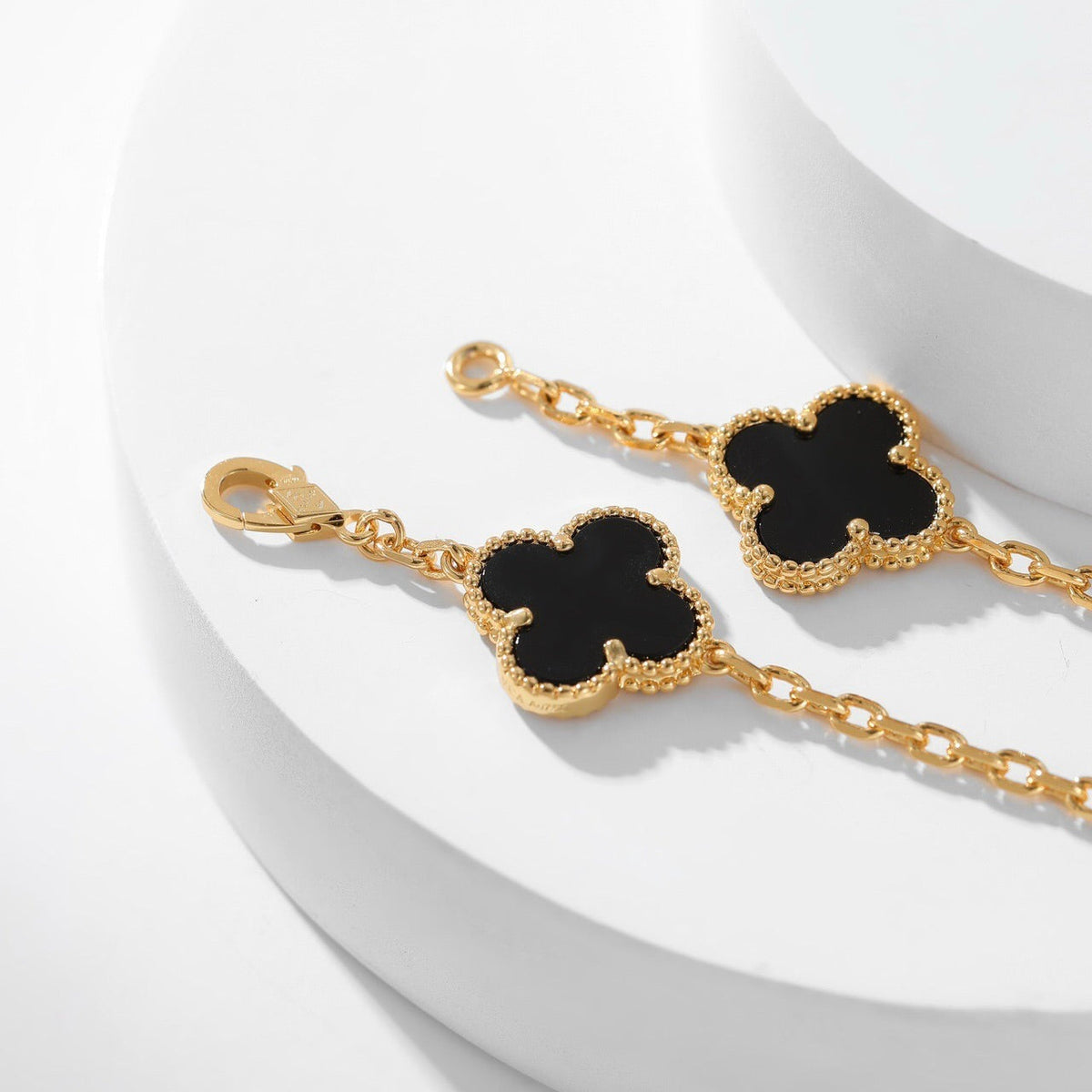 [⭐Hinora Jewelry]CLOVER 10 MOTIFS ONYX NECKLACE