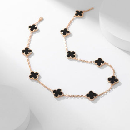 [⭐Hinora Jewelry]CLOVER 10 MOTIFS ONYX NECKLACE