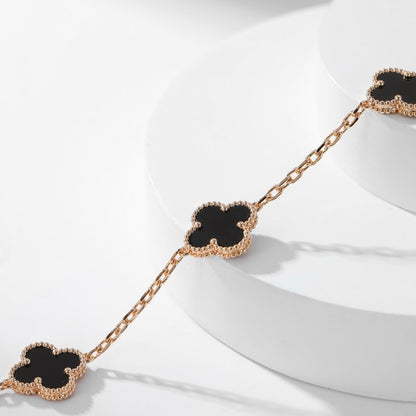 [⭐Hinora Jewelry]CLOVER 10 MOTIFS ONYX NECKLACE