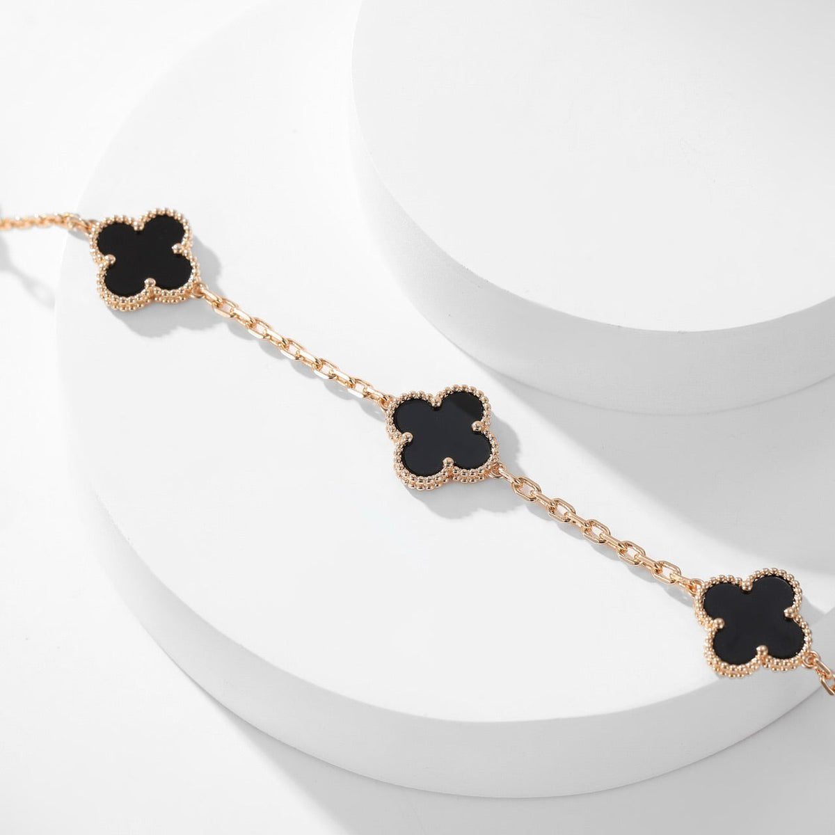 [⭐Hinora Jewelry]CLOVER 10 MOTIFS ONYX NECKLACE