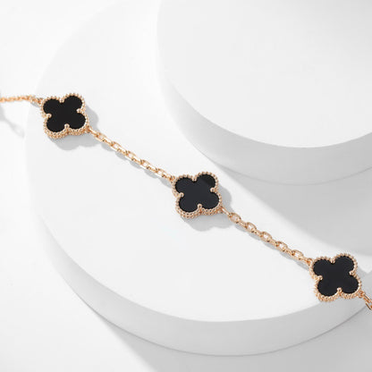 [⭐Hinora Jewelry]CLOVER 10 MOTIFS ONYX NECKLACE