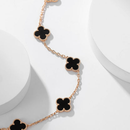 [⭐Hinora Jewelry]CLOVER 10 MOTIFS ONYX NECKLACE