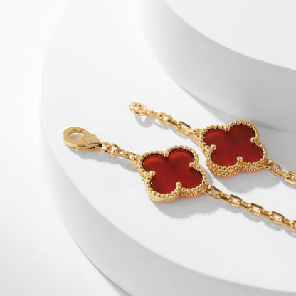 [⭐Hinora Jewelry]CLOVER 10 MOTIFS CARNELIAN NECKLACE
