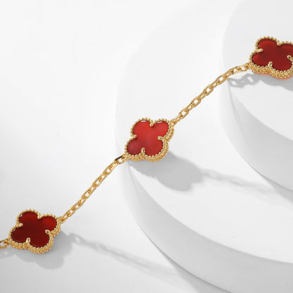[⭐Hinora Jewelry]CLOVER 10 MOTIFS CARNELIAN NECKLACE