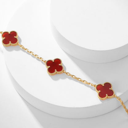 [⭐Hinora Jewelry]CLOVER 10 MOTIFS CARNELIAN NECKLACE