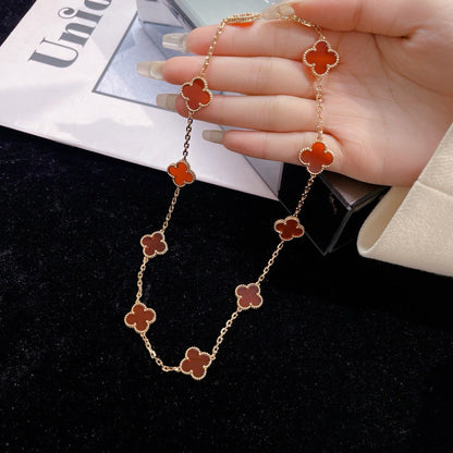[⭐Hinora Jewelry]CLOVER 10 MOTIFS CARNELIAN NECKLACE