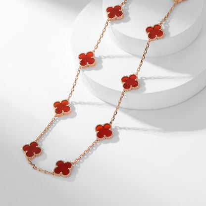 [⭐Hinora Jewelry]CLOVER 10 MOTIFS CARNELIAN NECKLACE