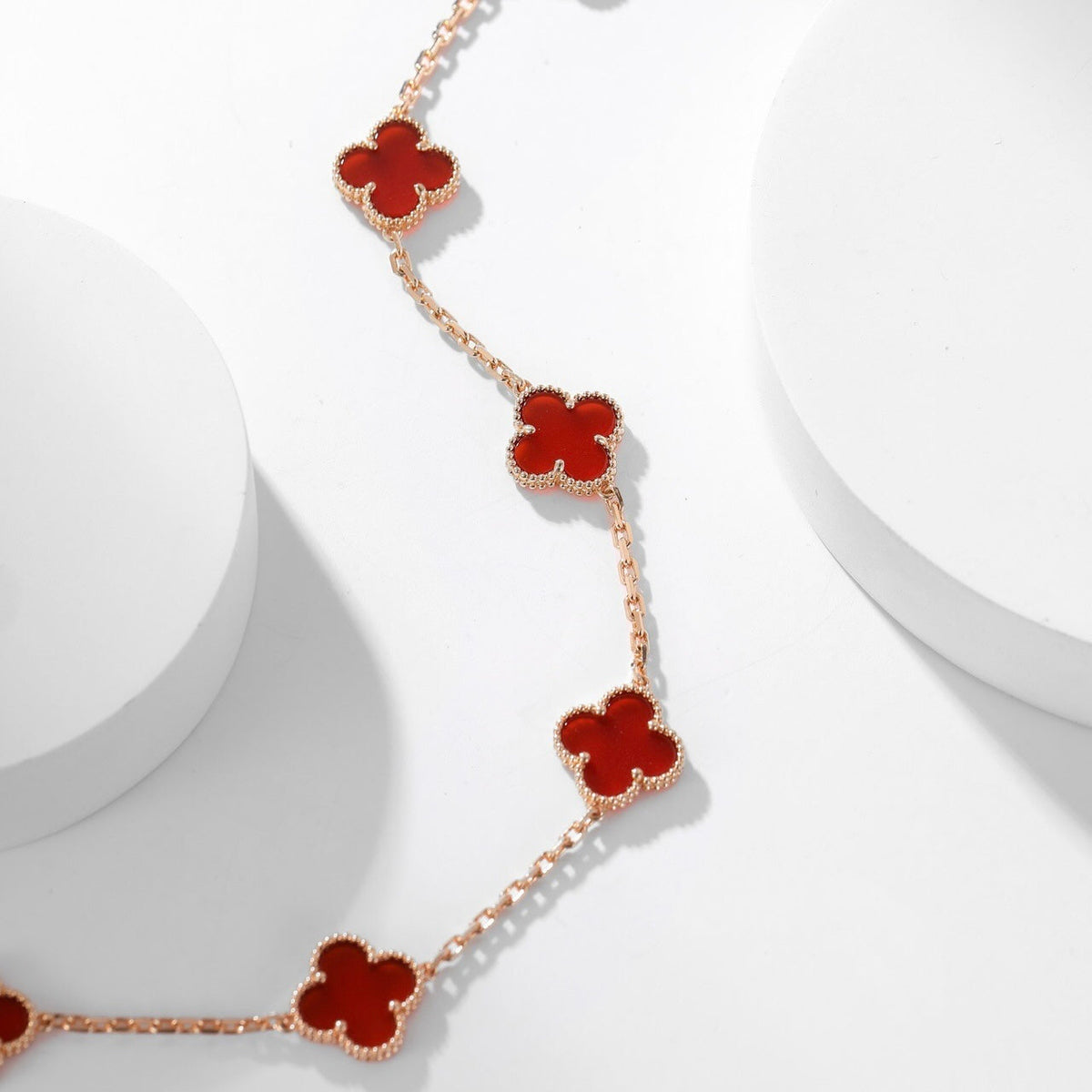 [⭐Hinora Jewelry]CLOVER 10 MOTIFS CARNELIAN NECKLACE