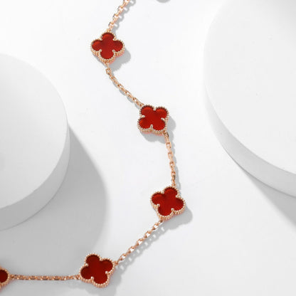 [⭐Hinora Jewelry]CLOVER 10 MOTIFS CARNELIAN NECKLACE