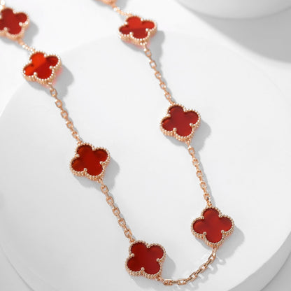 [⭐Hinora Jewelry]CLOVER 10 MOTIFS CARNELIAN NECKLACE