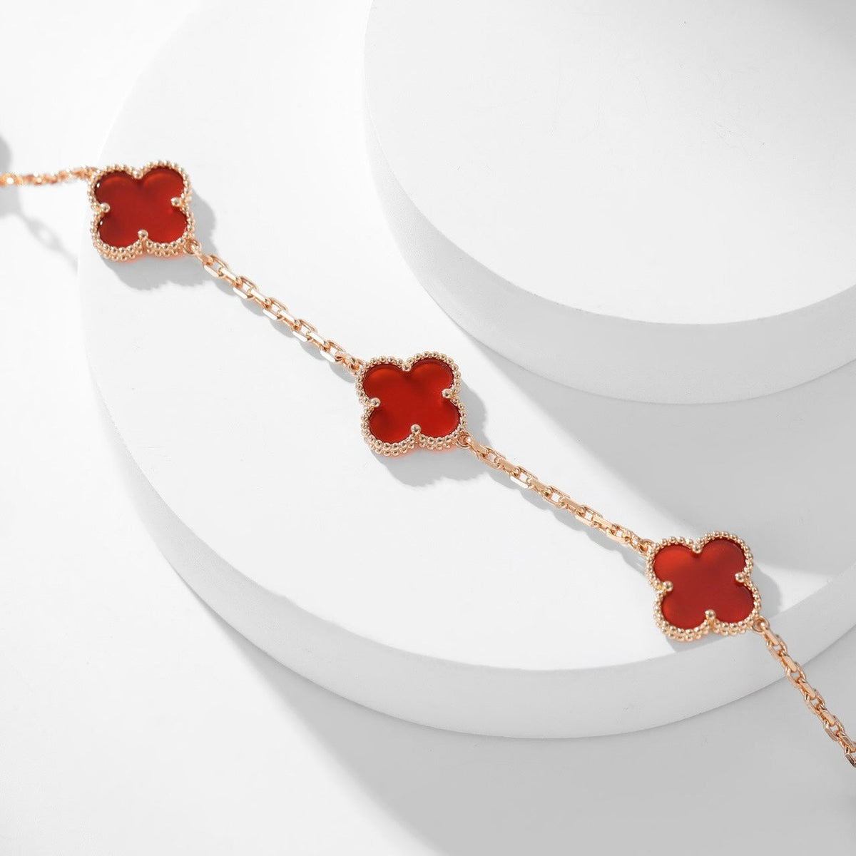 [⭐Hinora Jewelry]CLOVER 10 MOTIFS CARNELIAN NECKLACE