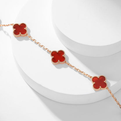 [⭐Hinora Jewelry]CLOVER 10 MOTIFS CARNELIAN NECKLACE