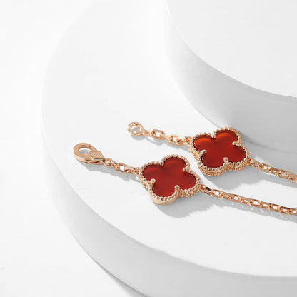 [⭐Hinora Jewelry]CLOVER 10 MOTIFS CARNELIAN NECKLACE