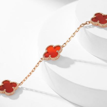 [⭐Hinora Jewelry]CLOVER 10 MOTIFS CARNELIAN NECKLACE