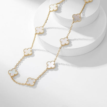 [⭐Hinora Jewelry]CLOVER 10 MOTIFS WHITE MOTHER OF PEARL NECKLACE
