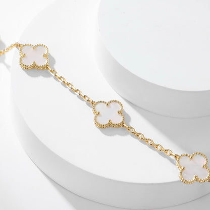 [⭐Hinora Jewelry]CLOVER 10 MOTIFS WHITE MOTHER OF PEARL NECKLACE
