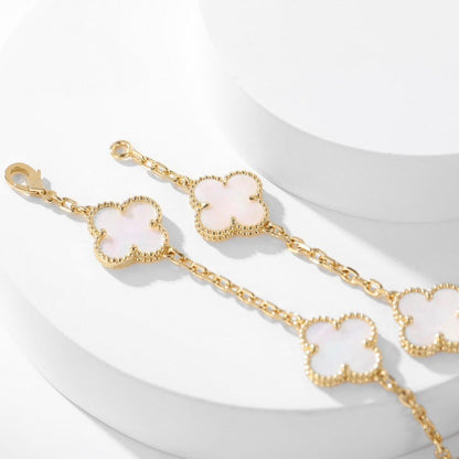 [⭐Hinora Jewelry]CLOVER 10 MOTIFS WHITE MOTHER OF PEARL NECKLACE