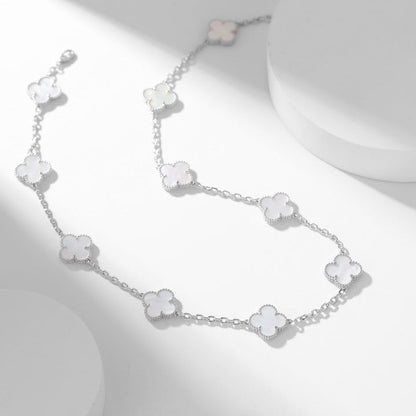 [⭐Hinora Jewelry]CLOVER 10 MOTIFS WHITE MOTHER OF PEARL NECKLACE