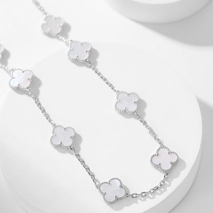 [⭐Hinora Jewelry]CLOVER 10 MOTIFS WHITE MOTHER OF PEARL NECKLACE