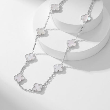 [⭐Hinora Jewelry]CLOVER 10 MOTIFS WHITE MOTHER OF PEARL NECKLACE