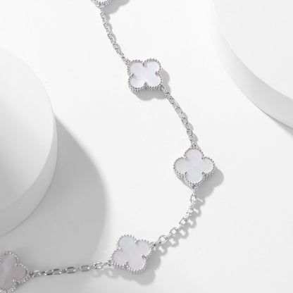 [⭐Hinora Jewelry]CLOVER 10 MOTIFS WHITE MOTHER OF PEARL NECKLACE