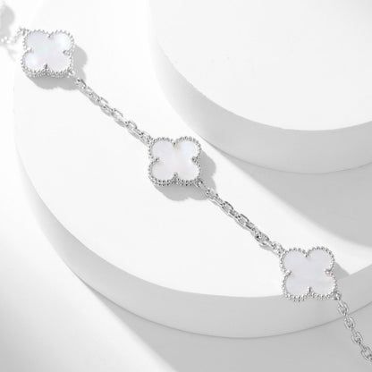 [⭐Hinora Jewelry]CLOVER 10 MOTIFS WHITE MOTHER OF PEARL NECKLACE