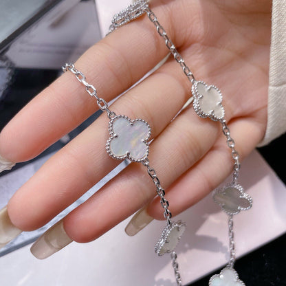 [⭐Hinora Jewelry]CLOVER 10 MOTIFS WHITE MOTHER OF PEARL NECKLACE